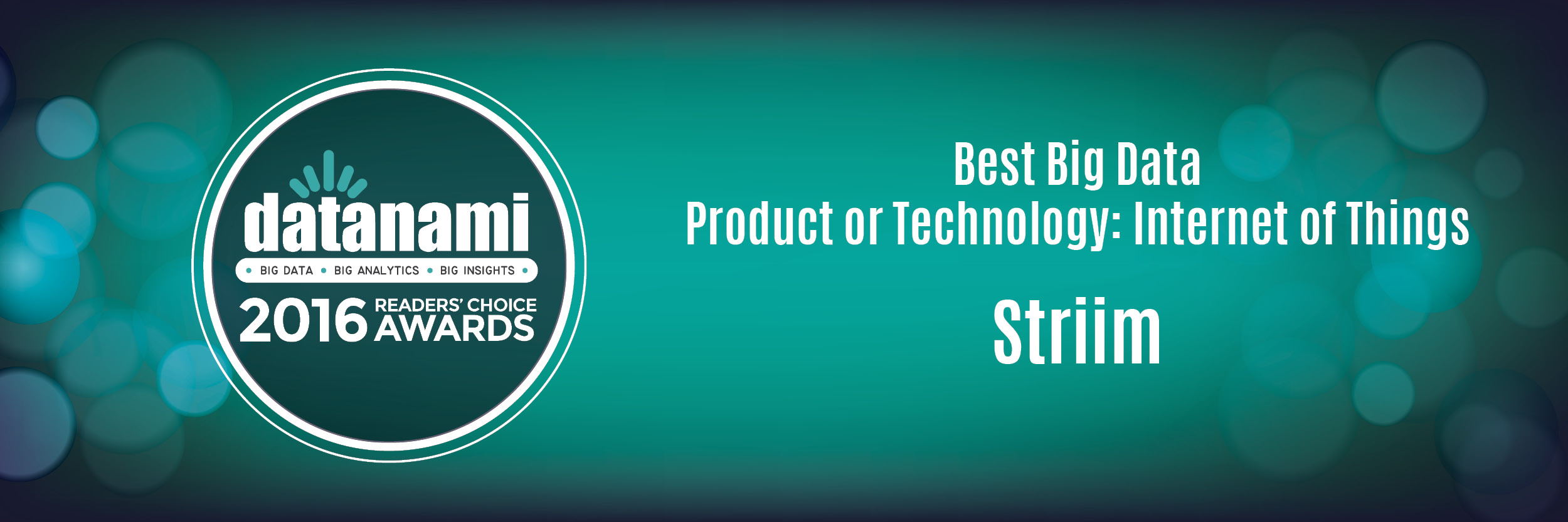 Striim Wins Datanami Readers' Choice Award for Best Big Data Product or Technology: Internet of Things