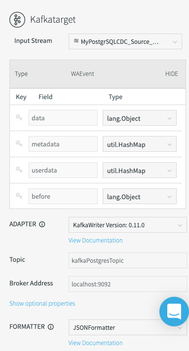 Configuring the Kafka target FORMATTER.