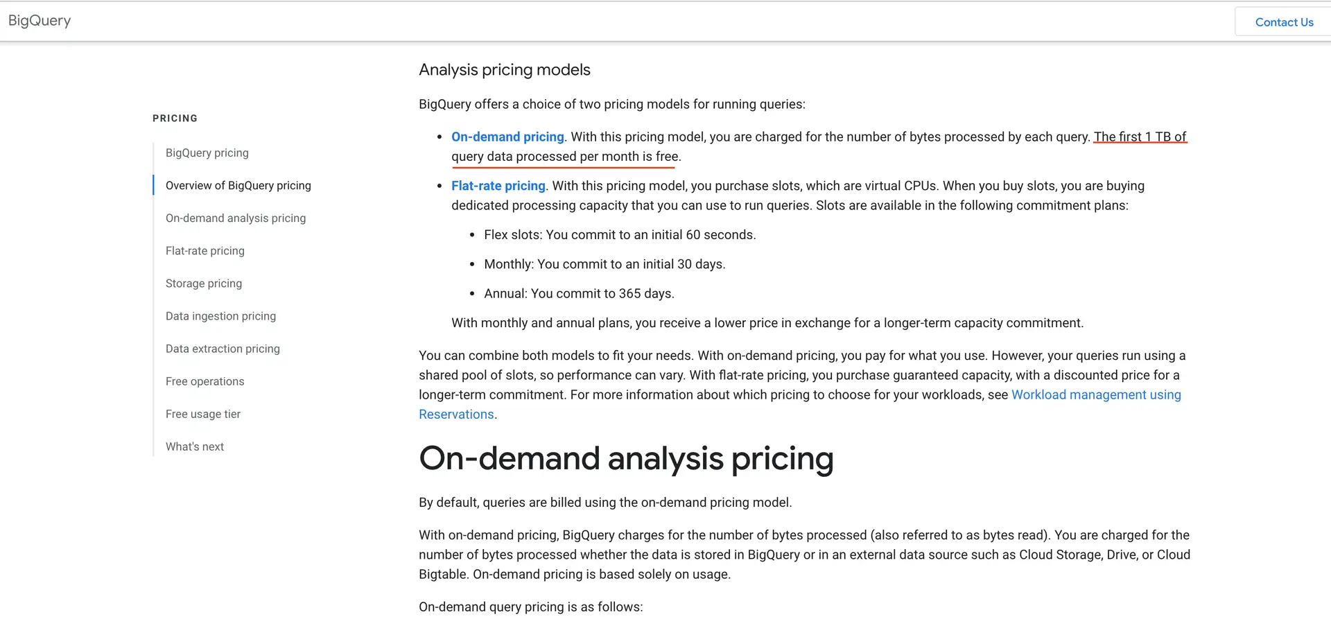 BigQuery pricing