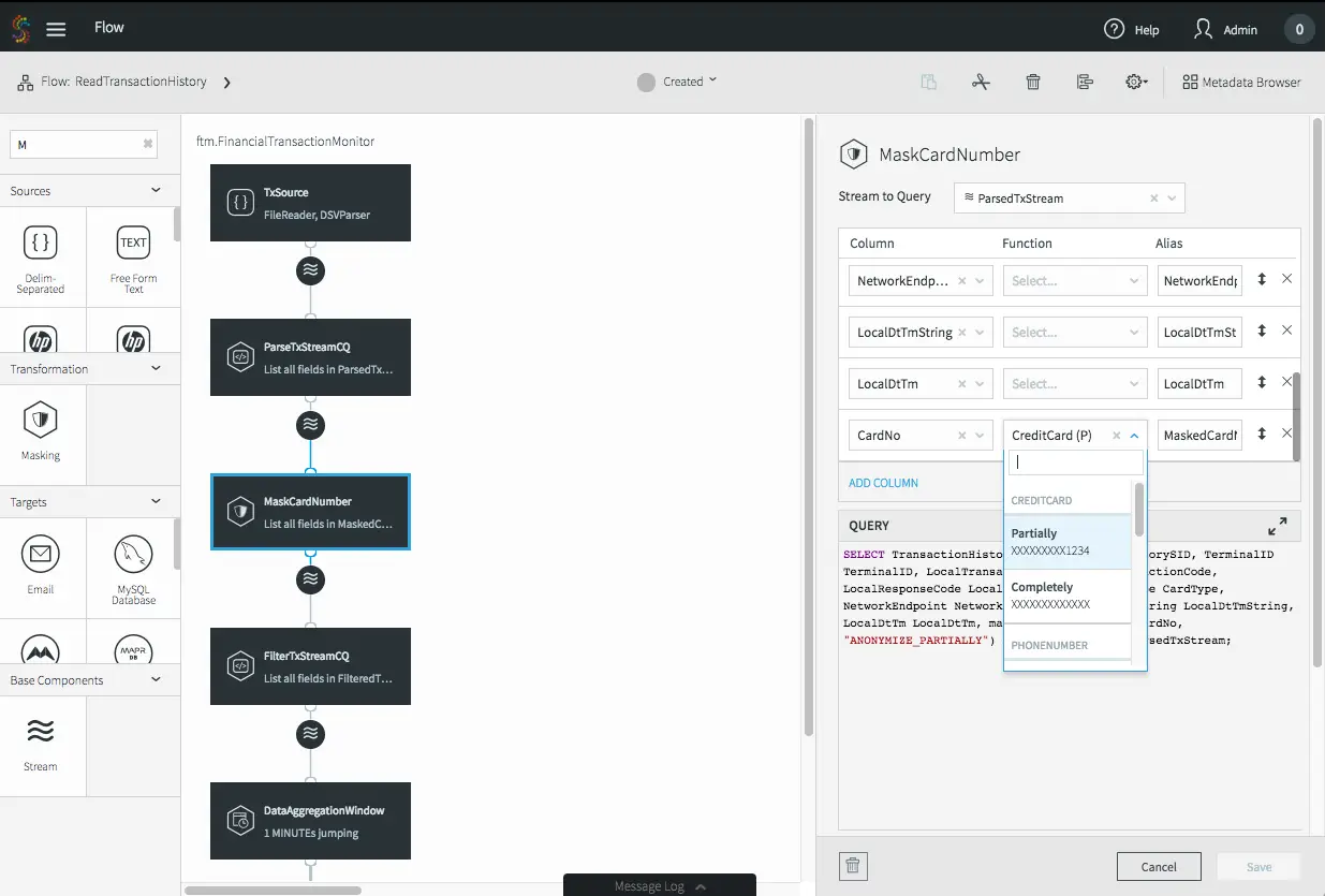 masking data with Striim