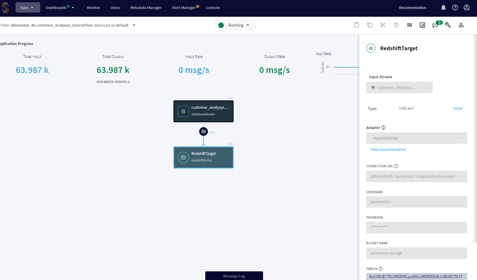 Pipeline to Amazon RedShift