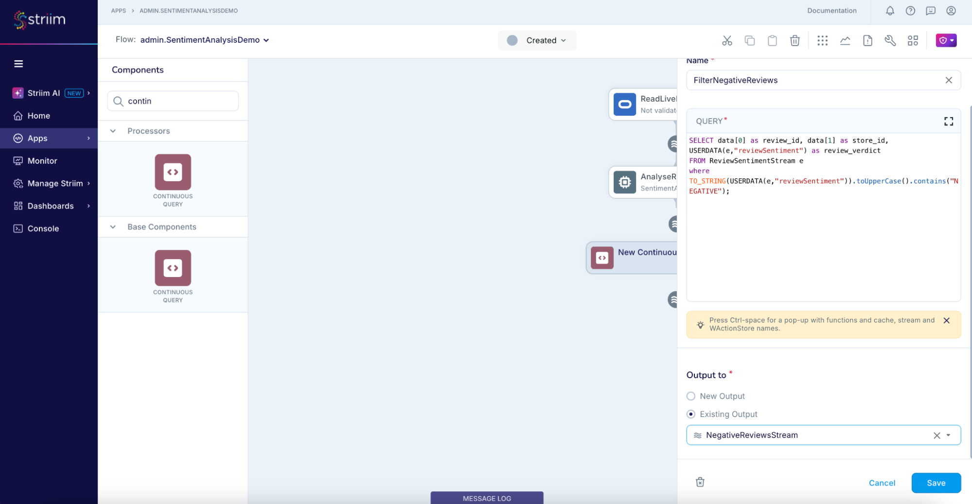 Real-Time Streaming Sentiment Analysis with Striim, OpenAI, and ...